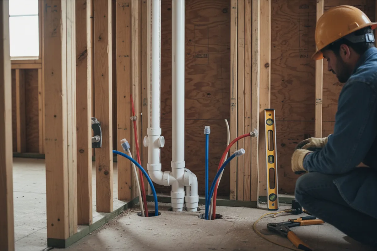 Drain and supply rough-in during Drain Cleaning in Peoa